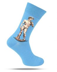 Tematyczne Skarpetki Bawełniane - Rzeźba Dawida. Niebieskie skarpety His Story, bez wzorów, z bawełny. Za 34.99 zł.