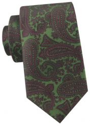 Krawat Męski - Angelo di Monti - Zielony, Duży Wzór Paisley. Zielone krawaty i muchy Angelo di Monti, bez wzorów, z tkaniny. Za 45.00 zł.