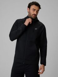4F Bluza treningowa regular z kapturem męska - czarna L. Czarne bluzy 4F, l, bez wzorów, z kapturem. Za 229.99 zł.
