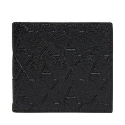 Duży Portfel Męski Armani Exchange. Czarne portfele Armani Exchange, bez wzorów. Za 229.99 zł.