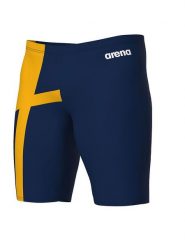 Arena Kąpielówki w kolorze żółto-granatowym rozmiar: 6. Niebieskie odzież kąpielowa Arena, bez wzorów, z materiału. Za 96.37 zł.