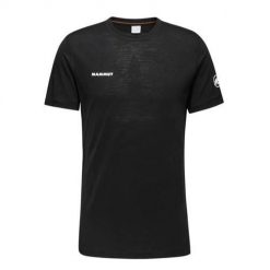 Koszulka sportowa męska Mammut Tree Wool Fl. Czarne t-shirty sportowe Mammut, bez wzorów, z bawełny, bez ramiączek, trekkingowe. Za 419.99 zł.