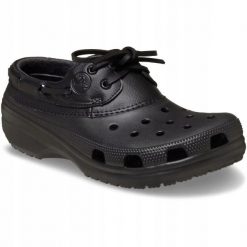 Crocs Męskie Półbuty Chodaki Lekkie Wygodne Classic Islander 46-47. Czarne eleganckie półbuty Crocs, bez wzorów, z materiału, bez obcasa, bez zapięcia. Za 299.99 zł.