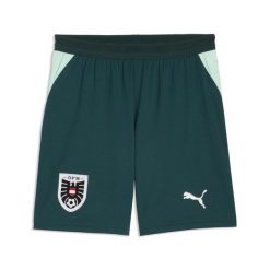 Męskie szorty reprezentacji Austrii 2026 PUMA. Zielone krótkie spodenki sportowe Puma, m, bez wzorów, z materiału. Za 199.00 zł.