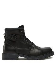 Jack&Jones Trzewiki 12257993 Czarny. Czarne botki sznurowane Jack&Jones, bez wzorów, ze skóry, bez obcasa, bez zapięcia. Za 449.99 zł.