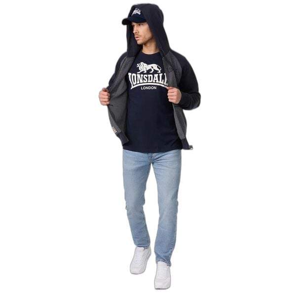 Bluza z kapturem i zamkiem błyskawicznym Lonsdale Slough. Niebieskie bluzy z kapturem Lonsdale, m, bez wzorów, z polaru, z kapturem. Za 325.50 zł.