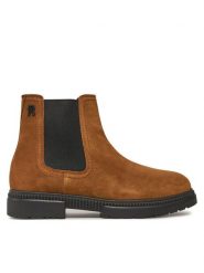 Tommy Hilfiger Sztyblety Casual Cleated Suede Chelsea FM0FM05037 Brązowy. Brązowe botki sznurowane Tommy Hilfiger, bez wzorów, ze skóry, bez obcasa, bez zapięcia. Za 899.99 zł.