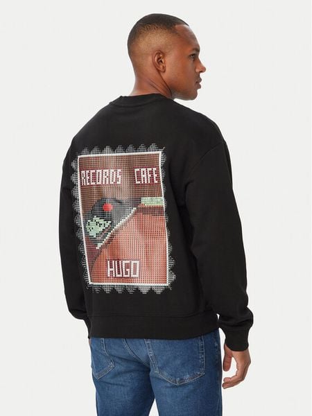HUGO Bluza Durec 50566074 Czarny Relaxed Fit. Czarne bluzy Hugo, m, bez wzorów, z bawełny, bez kaptura. Za 549.99 zł.