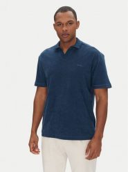 BOSS Polo Pe_Doubletowel 50539869 Granatowy Relaxed Fit. Niebieskie koszulki polo Boss, m, bez wzorów, z bawełny, bez kołnierzyka, bez ramiączek. Za 349.99 zł.