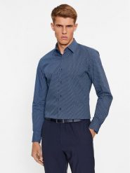 Boss Koszula H-Hank-Kent-C1-214 50478620 Granatowy Slim Fit. Niebieskie koszule Boss, m, bez wzorów, z bawełny, bez kołnierzyka, bez ramiączek. Za 479.99 zł.