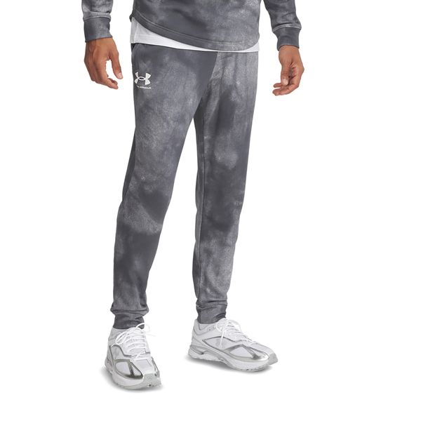 Spodnie męskie Under Armour Rival Terry Printed Jogger. Szare joggery i bojówki Under Armour, m, bez wzorów, sportowe. Za 179.99 zł.
