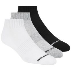 Skarpetki sportowe dla dorosłych 3pk Unisex Terry Qtr Crew. Białe skarpetki sportowe Skechers, bez wzorów, z materiału. Za 44.99 zł.