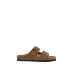 Sandały Pepe Jeans Bio Suede. Brązowe sandały Pepe Jeans, z jeansu, bez zapięcia. W wyprzedaży za 264.30 zł.