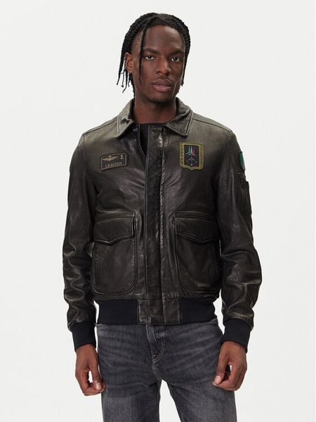 Aeronautica Militare Kurtka skórzana 252PN0895U100839 Czarny Regular Fit. Czarne kurtki Aeronautica Militare, m, bez wzorów, ze skóry, bez kaptura. Za 2,369.00 zł.