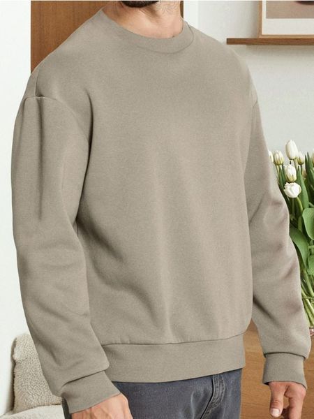 Bluza basic comfort fit - beżowy. Brązowe bluzy bez kaptura Sinsay, l, bez wzorów, bez kaptura. W wyprzedaży za 17.99 zł.