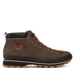 Trekkingi Lomer. Brązowe botki sznurowane LOMER, bez wzorów, bez obcasa, bez zapięcia. Za 599.99 zł.