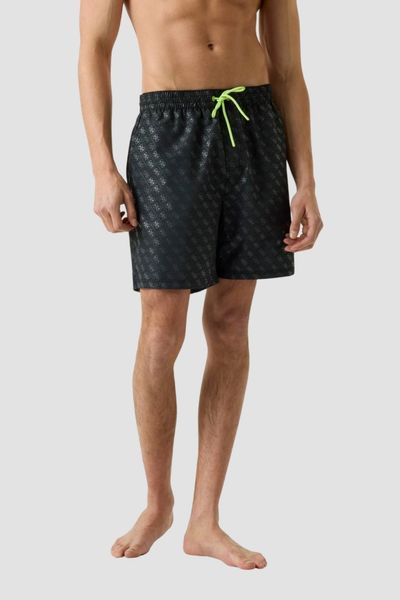 GUESS Czarne męskie kąpielowki w monogram New 4G Logo, Rozmiar M. Czarne odzież kąpielowa Guess, l, z aplikacjami, eleganckie. Za 369.99 zł.
