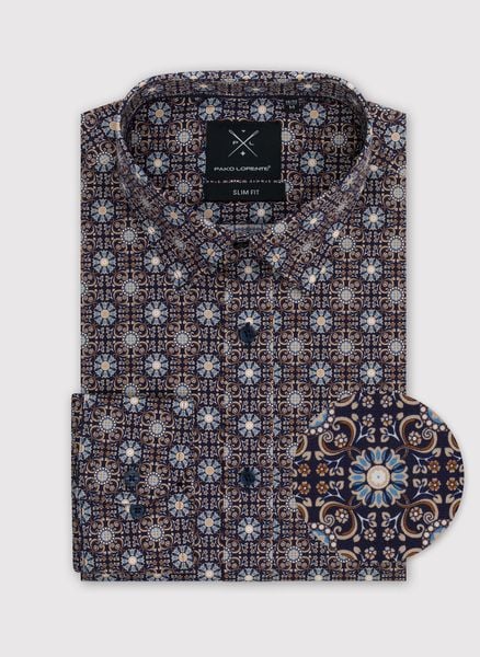 PAKO LORENTE – Koszula męska we wzór geometryczny. Koszule Pako Lorente, m, bez wzorów, z bawełny, bez kołnierzyka, bez ramiączek. Za 149.99 zł.