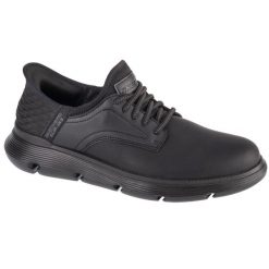 Buty do chodzenia męskie Skechers Garza Gervin Blac. Czarne buty sportowe casual Skechers, bez wzorów, z gumy, bez zapięcia. Za 349.99 zł.