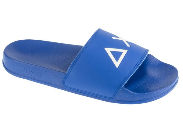 Klapki na basen męskie, Slippers Logo. Niebieskie klapki SUN68, z materiału. Za 109.99 zł.