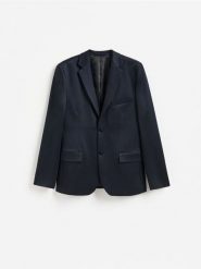 Marynarka slim fit - granatowy. Niebieskie marynarki Reserved, l, bez wzorów, z dzianiny. Za 259.99 zł.