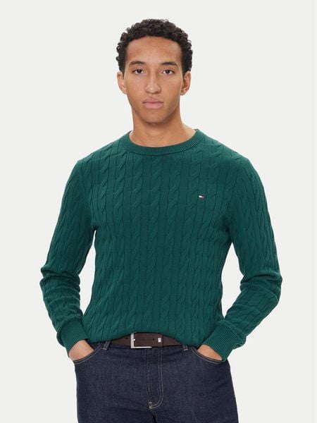 Tommy Hilfiger Sweter MW0MW33132 Zielony Regular Fit. Zielone swetry rozpinane Tommy Hilfiger, m, bez wzorów, z bawełny, bez kołnierzyka, bez ramiączek. Za 539.99 zł.