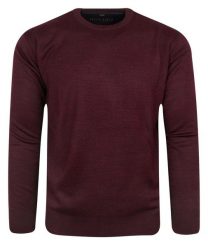 Wełniany Sweter U-Neck - HOVARD - Bordowy. Czerwone swetry rozpinane Hovard, m, bez wzorów, z tkaniny, bez kołnierzyka, bez ramiączek. Za 135.00 zł.