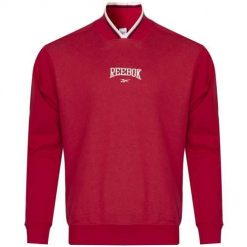 Bluza sportowa męska Reebok Cl Var Ft Crew. Czerwone bluzy bez kaptura Reebok, l, bez wzorów, z bawełny, bez kaptura. Za 178.00 zł.