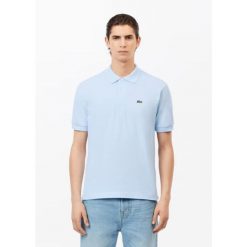 Polo Lacoste klasyczny niebieski. Niebieskie koszulki polo LACOSTE, m, bez wzorów, z bawełny, bez kołnierzyka, bez ramiączek. Za 432.10 zł.