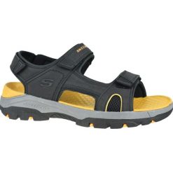 Sandały SKECHERS TRESMEN - HIRANO Czarny. Czarne sandały Skechers, ze skóry, bez zapięcia. Za 244.99 zł.