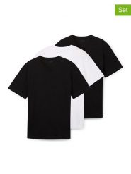 Tom Tailor Koszulki (3 szt.) w kolorze czarnym i białym rozmiar: XL. Białe bezrękawniki Tom Tailor, xl, bez wzorów, z bawełny, bez kołnierzyka, bez ramiączek. Za 69.99 zł.