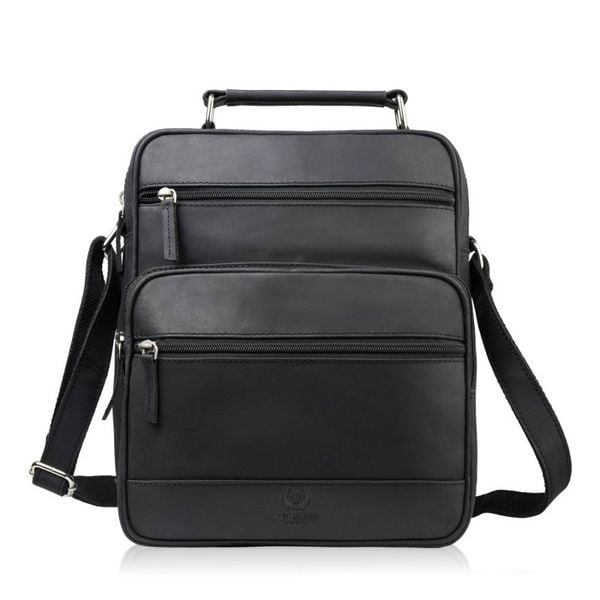 Torba męska skórzana na ramię czarna vintage listonoszka męska Paolo Peruzzi T-127-HBL. Czarne torby na ramię bez wzorów, z materiału, na ramię, bez dodatków. Za 259.00 zł.