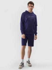 4F Spodenki dresowe męskie - granatowe L. Niebieskie krótkie spodenki sportowe 4F, l, bez wzorów, z bawełny. W wyprzedaży za 59.99 zł.