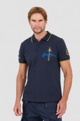 AERONAUTICA MILLITARE Granatowa koszulka polo Sleeve. Niebieskie koszulki polo Aeronautica Militare, l, bez wzorów, bez kołnierzyka, bez ramiączek. W wyprzedaży za 479.99 zł.