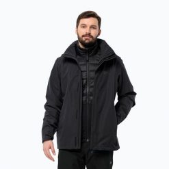 Kurtka 3w1 męska Jack Wolfskin Feldberg Luntal 3in1. Czarne kurtki Jack Wolfskin, m, bez wzorów, bez kaptura. Za 999.99 zł.