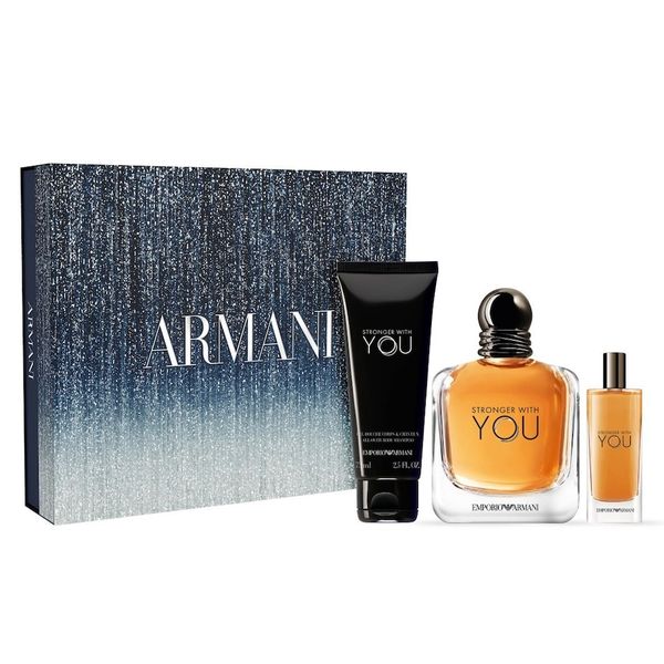Armani Emporio Armani Stronger With You, zestaw prezentowy dla mężczyzny z wodą toaletową i żelem pod prysznic Zestawy perfum 1 ct Męskie. Perfumy męskie Armani. Za 479.20 zł.