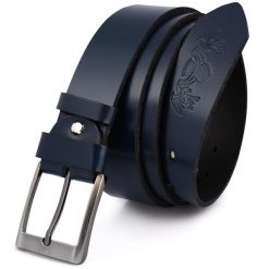 Pasek skórzany BELTIMORE r.95-110 cm E02 granatowy. Niebieskie paski bez wzorów. Za 54.99 zł.