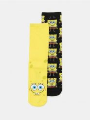 Prążkowane skarpetki 2 pack SpongeBob - wielobarwny. Skarpety Sinsay, bez wzorów, prążkowane. Za 15.99 zł.