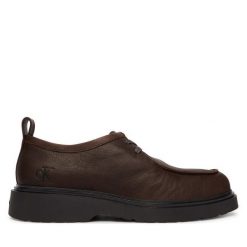 Półbuty Calvin Klein. Brązowe eleganckie półbuty CALVIN KLEIN, bez wzorów, bez obcasa, bez zapięcia. Za 649.99 zł.