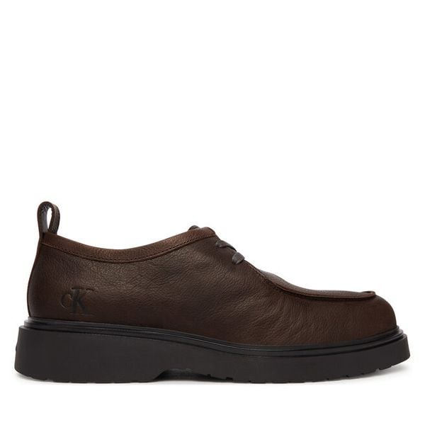 Półbuty Calvin Klein. Brązowe eleganckie półbuty CALVIN KLEIN, bez wzorów, bez obcasa, bez zapięcia. Za 649.99 zł.