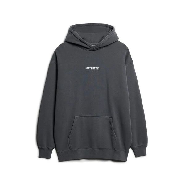 Luźna bluza z kapturem z wzorem i małym logo Superdry. Brązowe bluzy Superdry, m, bez wzorów, z kapturem. Za 382.75 zł.