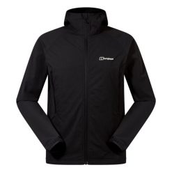 Kurtka softshell męska Berghaus Skelbo. Czarne kurtki Berghaus, m, bez wzorów, z materiału, bez kaptura. Za 449.99 zł.