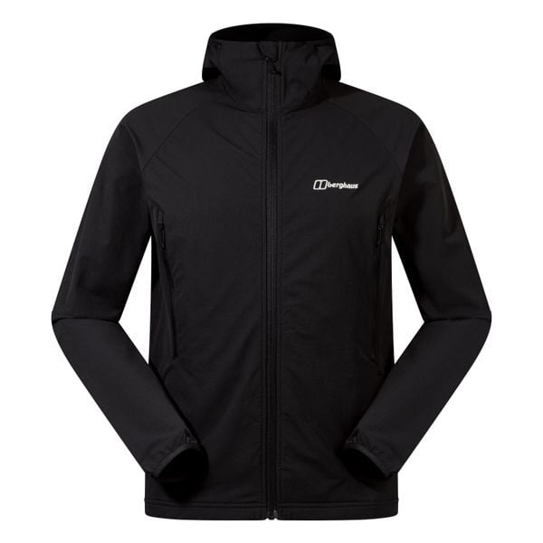 Kurtka softshell męska Berghaus Skelbo. Czarne kurtki Berghaus, m, bez wzorów, z materiału, bez kaptura. Za 449.99 zł.