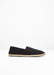 Espadryle. Czarne espadryle bonprix, bez wzorów, bez obcasa, bez zapięcia. Za 94.99 zł.