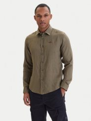 Aeronautica Militare Koszula 261CA1321UCT03089 Zielony Regular Fit. Zielone koszule Aeronautica Militare, m, bez wzorów, ze lnu, bez kołnierzyka, bez ramiączek. Za 569.99 zł.