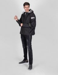Les Hommes Kurtka "K Way" | LHO357 250B | K Way | Mężczyzna | Czarny, Żółty. Czarne kurtki Les Hommes, m, bez wzorów, z poliesteru, bez kaptura. W wyprzedaży za 599.00 zł.