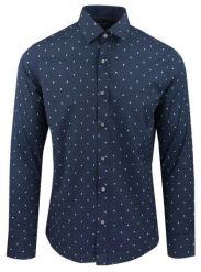 Męska Koszula, Taliowana (Slim Fit) - Rigon - Granat, Drobny Wzór. Niebieskie koszule Rigon, m, bez wzorów, z bawełny, bez kołnierzyka, bez ramiączek. Za 139.00 zł.