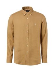 Polo Ralph Lauren Męska koszula lniana Mężczyźni Regular Fit len brązowy, XXL. Brązowe koszule Polo Ralph Lauren, m, bez wzorów, ze lnu, bez kołnierzyka, bez ramiączek. Za 819.95 zł.