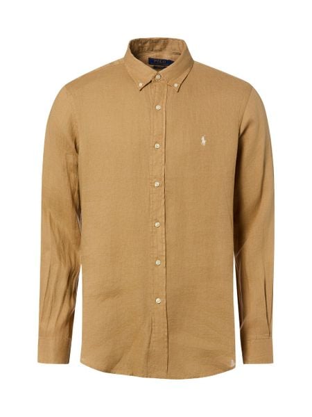 Polo Ralph Lauren koszula lniana Mężczyźni Regular Fit len brązowy, XXL. Brązowe koszule Polo Ralph Lauren, m, bez wzorów, ze lnu, bez kołnierzyka, bez ramiączek. Za 599.95 zł.