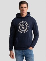 Bluza męska z kapturem granatowa Hanes 403. Niebieskie bluzy BIG STAR, l, bez wzorów, z dzianiny, z kapturem. W wyprzedaży za 229.99 zł.